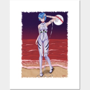 Rei Ayanami Bandage Background Jagged Posters and Art